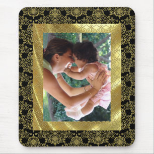 Gold Pattern Photo Frame Mouse Pad