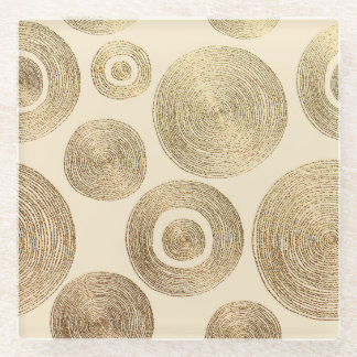 Gold pattern: shiny abstract luxury design glass coaster