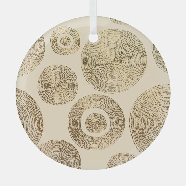 Gold pattern: shiny abstract luxury design glass ornament (Front)