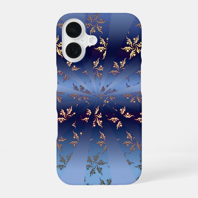 Gold Pattern Sun Burst iPhone 16 Case (Back)