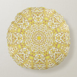 Gold pattern texture with golden mosaics in the By Round Pillow