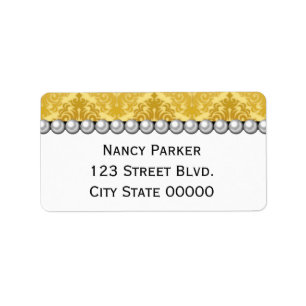 Gold Patterned and Pearls Label