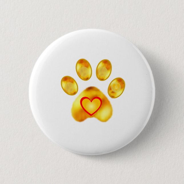 Gold Paw 2 Inch Round Button (Front)