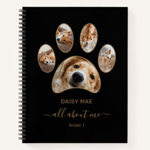 Gold Paw Pet Photo Collage Name Black Journal