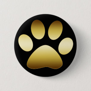 GOLD PAW PRINT 2 INCH ROUND BUTTON
