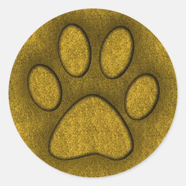 GOLD PAW PRINT CLASSIC ROUND STICKER (Front)