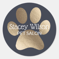 Gold Paw Print Logo On Navy Product Label