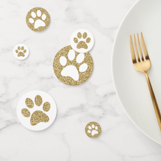 Gold Paw Prints Dog Cat Animal Tracks Large Confetti (Group)