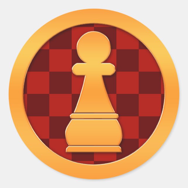 Gold Pawn Chess Piece Classic Round Sticker (Front)