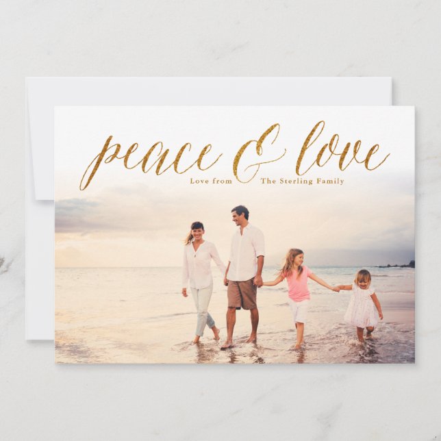 Gold Peace & Love Parties scintillant Look Carte p (Devant)