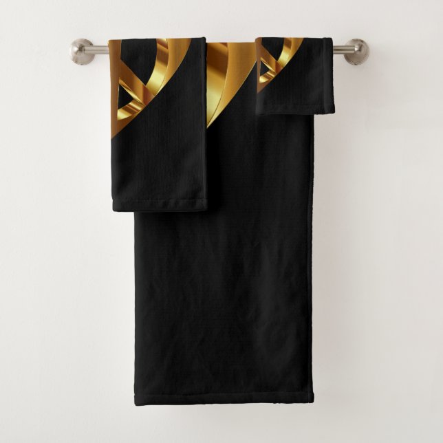 Gold Peace Sign With A Gold Heart Bath Towel Set (Insitu)