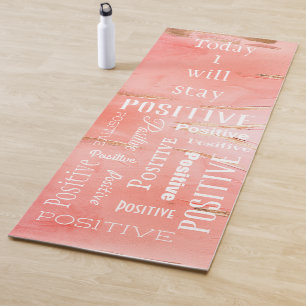 Gold Peach Abstract Script Positive Gym Yoga Mat