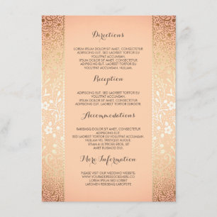 Gold Peach Floral Wedding Details -Information Enclosure Card