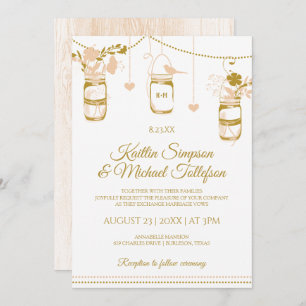 Gold & Peach Mason Jar Invitations de mariage   Bo