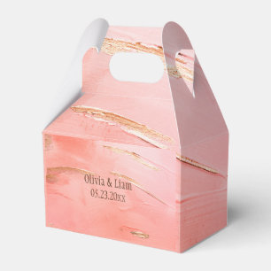 Gold Peach Melon Abstract Name Modern Wedding Favor Box