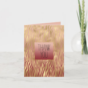 Gold Peach Red Zebra Stripes Card