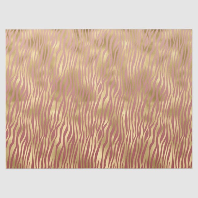 Gold Peach Red Zebra Stripes Tissue Paper (Front)