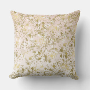 Gold Peach Stars Confetti Abstract Throw Pillow
