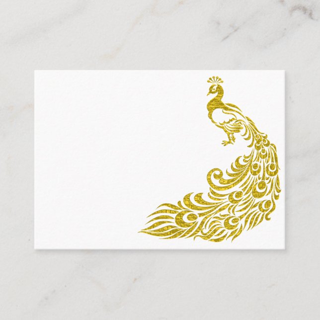 Gold Peacock Blank Table Place Cards (Front)