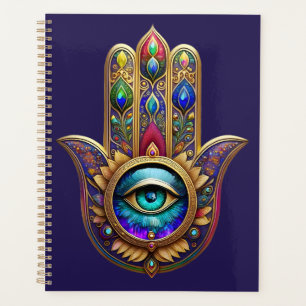 Gold Peacock Colors Hamsa Green Sapphire Third Eye Planner