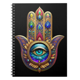 Gold Peacock Colours Hamsa Green Sapphire Third Ey Notebook