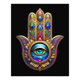 Gold Peacock Colours Hamsa Green Sapphire Third Ey Photo Print