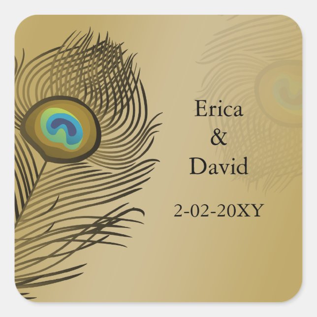 gold peacock envelopes seals (Front)