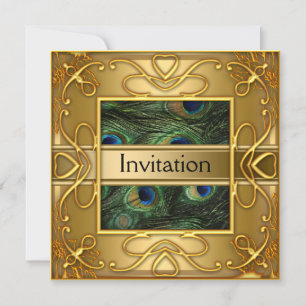 Gold Peacock Invitation N'importe quelle partie