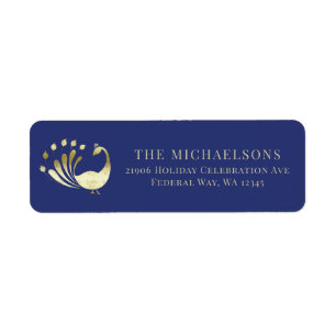 Gold Peacock Midnight Blue Return Address