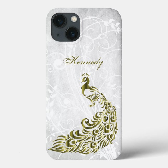 Gold Peacock Personalized iPhone X case (Back)