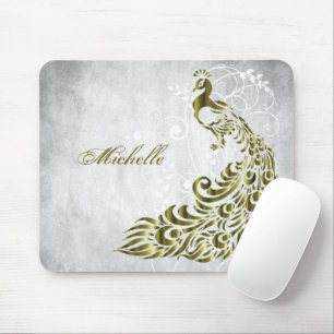 Gold Peacock Personalized Mousepad
