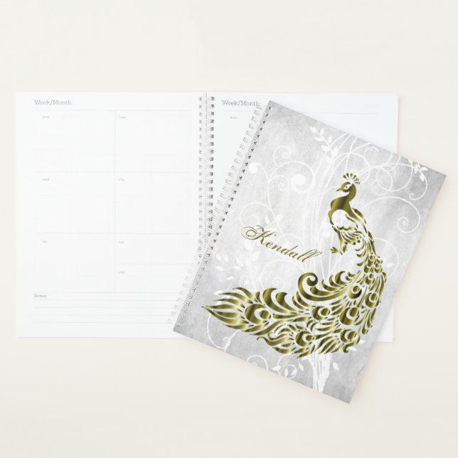 Gold Peacock Personalized Planner (Display)