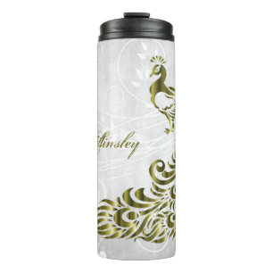 Gold Peacock Personalized Thermal Tumbler