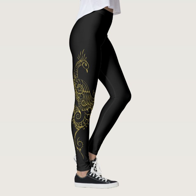 Gold Peacock Tattoo Leggings (Right)
