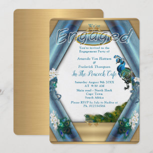 Gold, Peacocks, Feathers & Emerald Green Silk Invitation