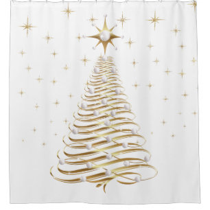 Gold & Pearl Christmas Tree on White