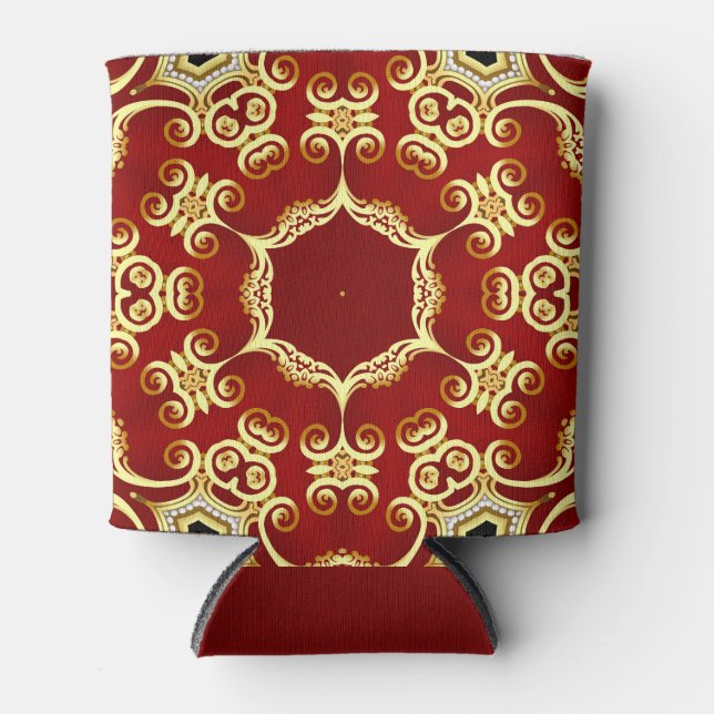 Gold pearl: decorative frame illustration. can cooler (Front)