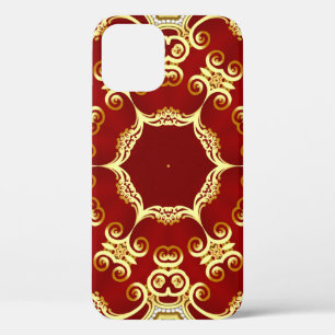 Gold pearl: decorative frame illustration. iPhone 12 case