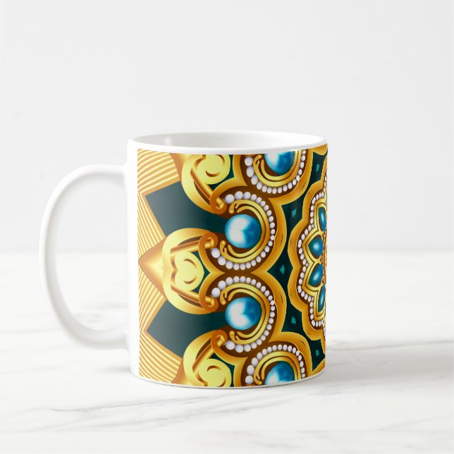 Gold Pearl Decorative Frame Illustration Coffee Mug (Left)