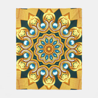 Gold Pearl Decorative Frame Illustration Fleece Blanket