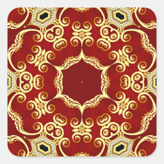 Gold pearl: decorative frame illustration. square sticker