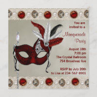 Gold Pearl Red Masquerade Party