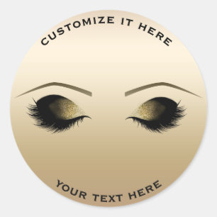 Gold Pearl Shimmer Makeup Eyelashes Glam Classic Round Sticker