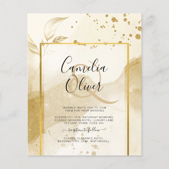 Gold Pearl WEDDING Alcohol INK Abstract LeahG Flyer (Front)