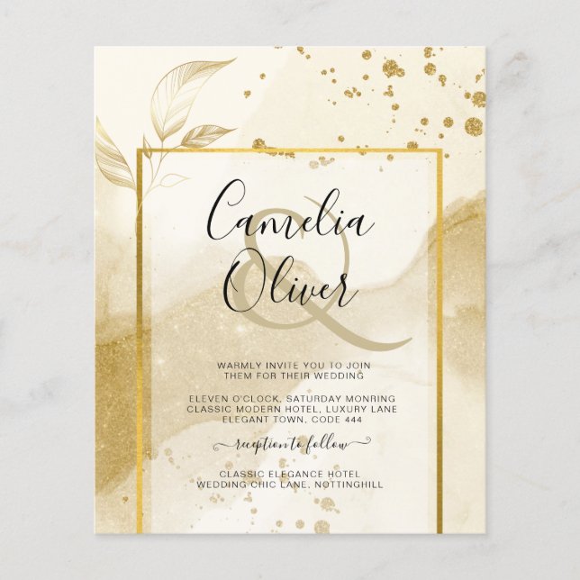 Gold Pearl WEDDING Alcohol INK Abstract LeahG Flyer (Front)