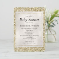 Gold Pearl White Glitzy Glitter Baby Shower
