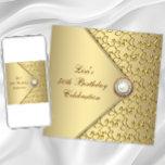 Gold Pearl Womans 50th Birthday Party Invitation<br><div class="desc">Elegant gold and gold swirl flourish with pearl centre jewel woman's gold fiftieth birthday party invitation. This beautiful gold 50th birthday party invitation is easily customized for your event by simply adding your details in the font style and wording of your choice.</div>