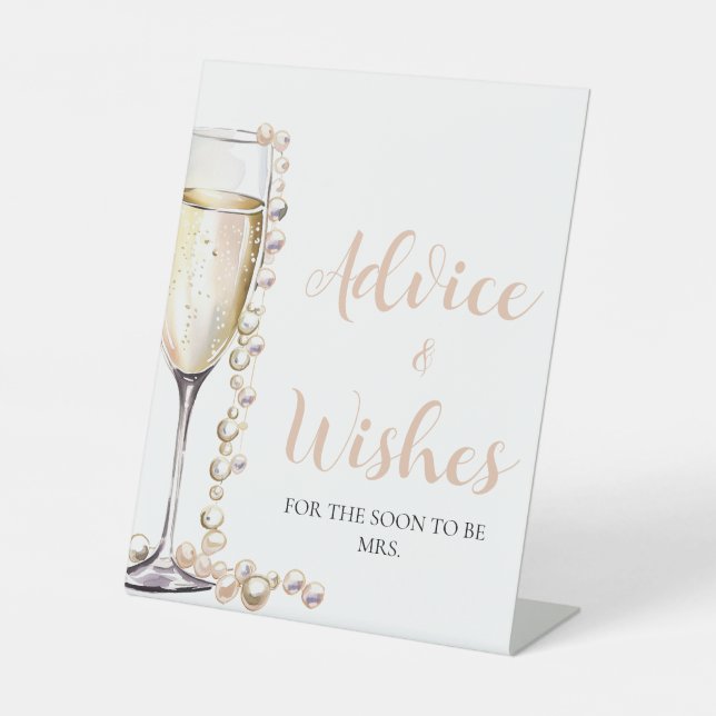 Gold Pearls and Prosecco Advice and Wishes Sign   (Front)