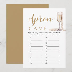 Gold Pearls and Prosecco Bridal Shower Apron Game Invitation