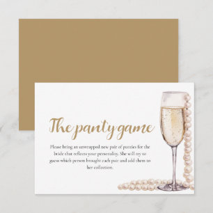 Gold Pearls and Prosecco Bridal Shower Panty Game Enclosure Card